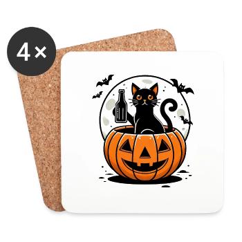 Just Waiting for Halloween Black Cat - Coasters (set of 4) - white - Front