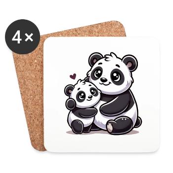 Loving Panda Parent with Child - Untersetzer (4er-Set) - Weiß - Vorne