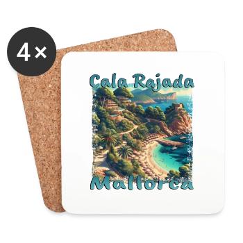 Cala Rajada Majorque Vacances d’été Plage Soleil - Dessous de verre (lot de 4) - blanc - Devant