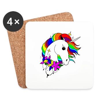 Rainbow Unicorn - Coasters (set of 4) - white - Front