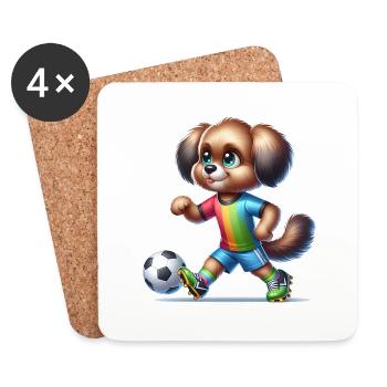 Chien de joueur de football mignon - Dessous de verre (lot de 4) - blanc - Devant