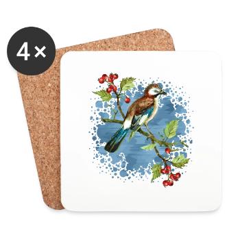 Bunter Vogel - Untersetzer (4er-Set) - Weiß - Vorne