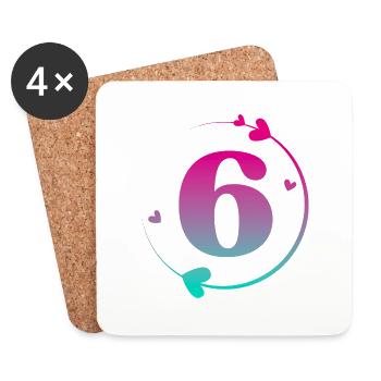 6e anniversaire cercle cœur coloré - Dessous de verre (lot de 4) - blanc - Devant