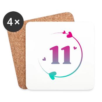 11th Birthday Colorful Heart Circle - Coasters (set of 4) - white - Front