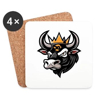 Bulle Kopf Stier Krone - Untersetzer (4er-Set) - Weiß - Vorne