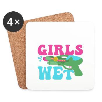 I Get Girls Wet Squirt Gun Summer Water Fun - Coasters (set of 4) - white - Front