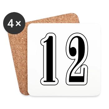 12 Zahl symbol - Untersetzer (4er-Set) - Weiß - Vorne