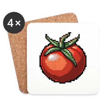 Tomate Pixel Symbol - Untersetzer (4er-Set) - Weiß - Vorne