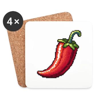 Icône Pixel Chili - Dessous de verre (lot de 4) - blanc - Devant