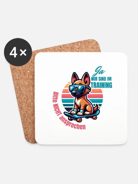Hunde Training - Untersetzer (4er-Set) - Weiß