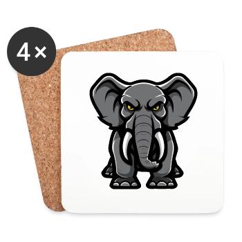 éléphant - Dessous de verre (lot de 4) - blanc - Devant