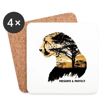 Preserve & Protect Cheetah Wildcat Africa Wilderness - Coasters (set of 4) - white - Front