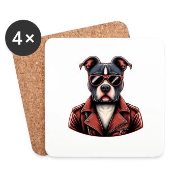 Rebel Spirit Dog - Cool Vintage Pet - Coasters (set of 4) - white - Front