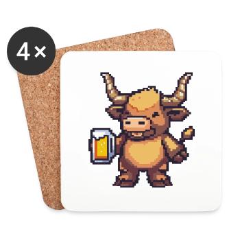 Stier Bier Pixel - Untersetzer (4er-Set) - Weiß - Vorne