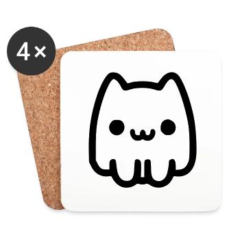 Chat fantome - Dessous de verre (lot de 4) - blanc - Devant
