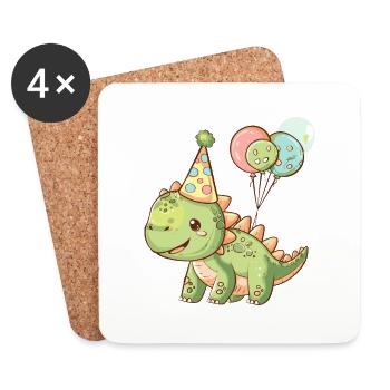 Dinosaur stegosaurus birthday baby - Coasters (set of 4) - white - Front