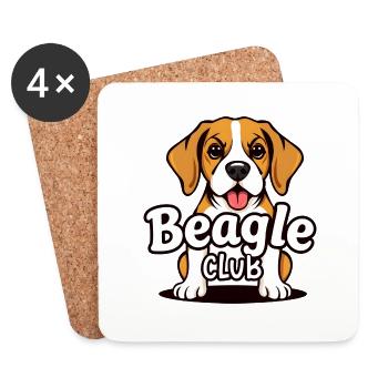 Beagle Club – Schnüffeln, Buddeln, Chaos! - Untersetzer (4er-Set) - Weiß - Vorne