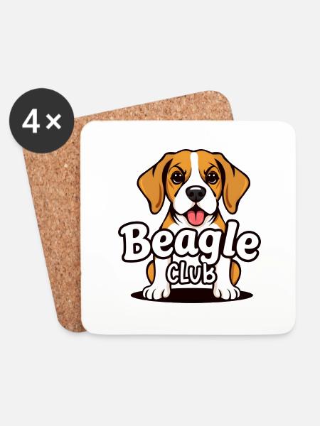 Beagle Club – Schnüffeln, Buddeln, Chaos! - Untersetzer (4er-Set) - Weiß