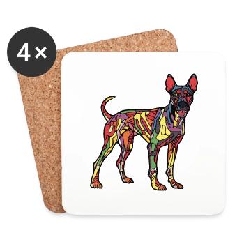 Dobermann Hund Halloween Comic Lustig - Untersetzer (4er-Set) - Weiß - Vorne