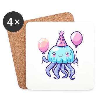 Qualle Geburtstag Baby - Untersetzer (4er-Set) - Weiß - Vorne