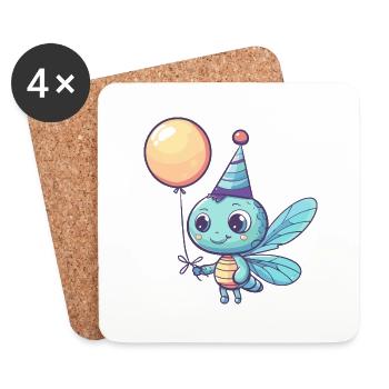 Libellule Anniversaire Bébé - Dessous de verre (lot de 4) - blanc - Devant