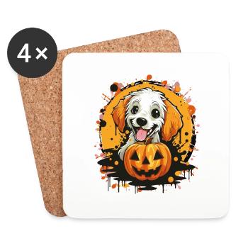 Dog Pumpkin Halloween - Coasters (set of 4) - white - Front