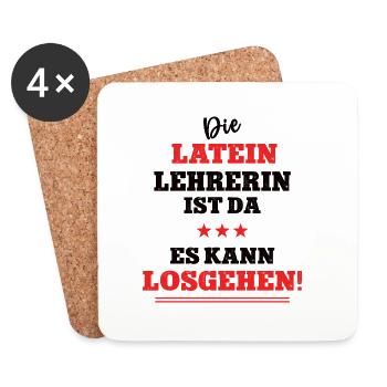 Die Latein Lehrerin ist da Sprachkurs Lateinlehrer - Untersetzer (4er-Set) - Weiß - Vorne