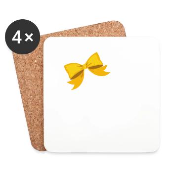 Letter k yellow bow - Coasters (set of 4) - white - Front