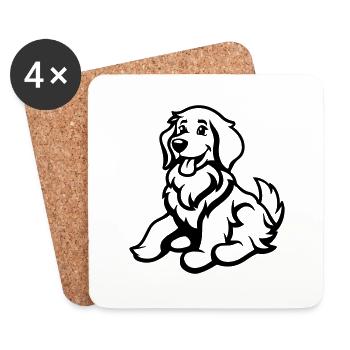 Chien Bande dessinée Animal - Dessous de verre (lot de 4) - blanc - Devant