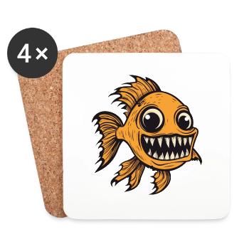 Goldfische Halloween Lustig Zombie - Untersetzer (4er-Set) - Weiß - Vorne