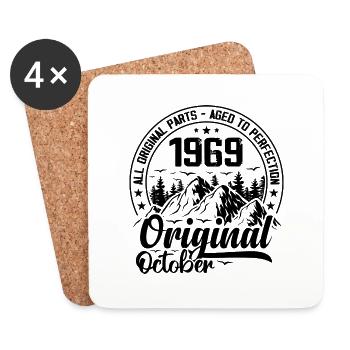 1969 October Original 55 Years Anniversary Gift - Coasters (set of 4) - white - Front