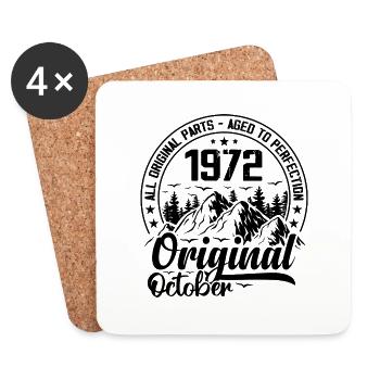 1972 October Original 52 Years Anniversary Gift - Coasters (set of 4) - white - Front