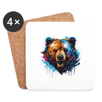bear - Coasters (set of 4) - white - Front