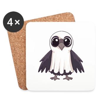 Raven Bird Halloween Comic Ghost - Coasters (set of 4) - white - Front