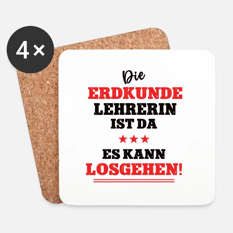 Die Erdkunde Lehrerin ist da Geographie Schule Geo - Untersetzer (4er-Set) - Weiß