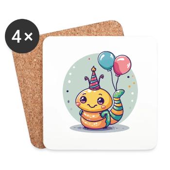 Worm Birthday Baby - Coasters (set of 4) - white - Front