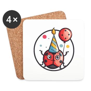 Marienkäfer Geburtstag Baby - Untersetzer (4er-Set) - Weiß - Vorne