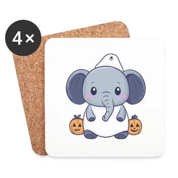 Elefant Halloween Lustig Geist - Untersetzer (4er-Set) - Weiß - Vorne