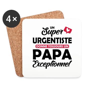 papa et urgentiste / papa exceptionnel - Dessous de verre (lot de 4) - blanc - Devant