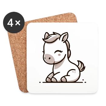 Poney - Dessous de verre (lot de 4) - blanc - Devant