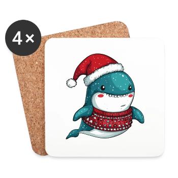Wal Weihnachten - Untersetzer (4er-Set) - Weiß - Vorne