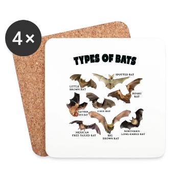 Types of Bats Breeds Bats of The World Vintage - Coasters (set of 4) - white - Front