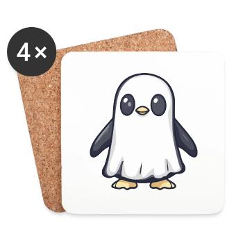 Pingouin Halloween Drôle Fantôme - Dessous de verre (lot de 4) - blanc - Devant