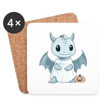 Dragon Halloween Drôle Fantôme - Dessous de verre (lot de 4) - blanc - Devant