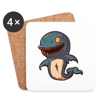 Dolphin Halloween Comic Funny - Coasters (set of 4) - white - Front