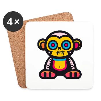 Monkey Halloween Animal - Coasters (set of 4) - white - Front