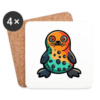 Robbe Tier Halloween Tier - Untersetzer (4er-Set) - Weiß - Vorne