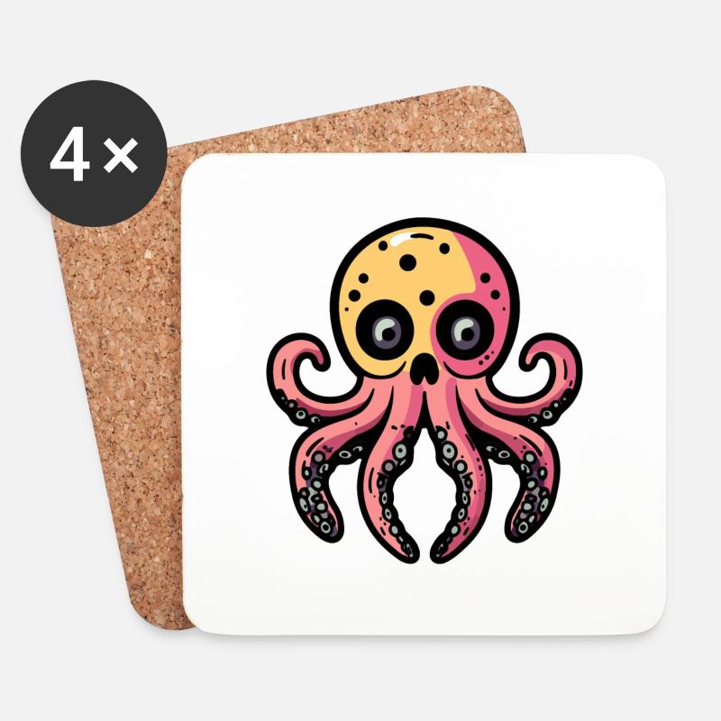 Oktopus Halloween Tier - Untersetzer (4er-Set) - Weiß