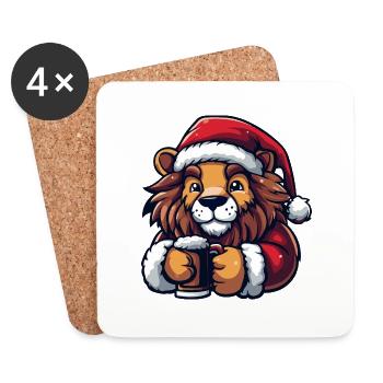 Löwe Weihnachten Bier - Untersetzer (4er-Set) - Weiß - Vorne