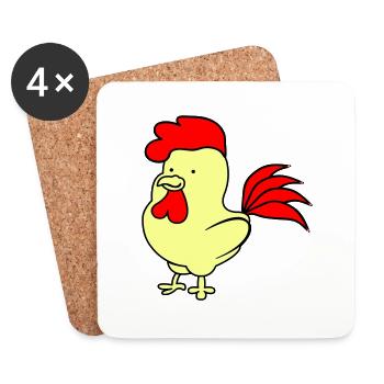 Coq - Dessous de verre (lot de 4) - blanc - Devant